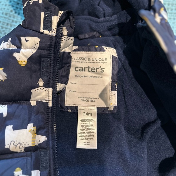 Carter's winter puffer jacket 24 month - Picture 2 of 3